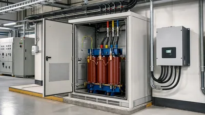 Dry-type step-up transformer and 220 to 3 phase converter installation in an industrial facility