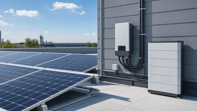 4kw solar system array installed on a building rooftop paired with hybrid inverter and energy storage