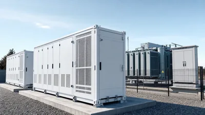 Commercial battery storage costs guide showing turnkey industrial energy storage system on a concrete pad