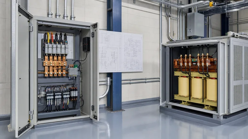 Industrial electrical system demonstrating how to change single phase to three phase power