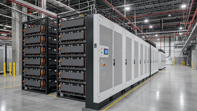 Industrial lithium battery storage facility showcasing organized racks and safety clearances