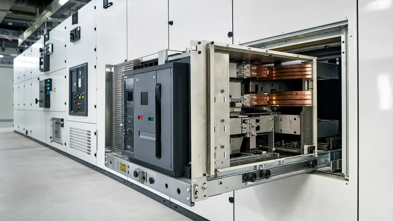 Low voltage circuit breaker withdrawable unit installed in an industrial low voltage distribution switchboard