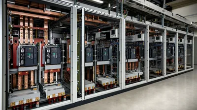 Industrial low voltage switchgear assembly featuring draw-out air circuit breakers and insulated copper busbars