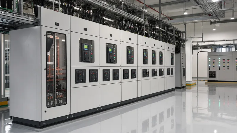 Factory-built lv switchboard lineup installed in a modern electrical substation distribution room