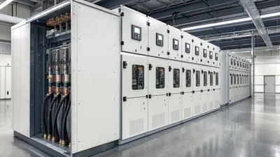 Industrial indoor medium voltage power switchgear lineup and distribution panels