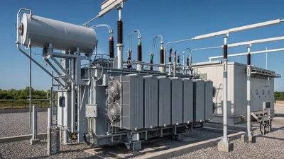 MVA to kVA calculator guide showing high-voltage substation transformer and switchgear buswork