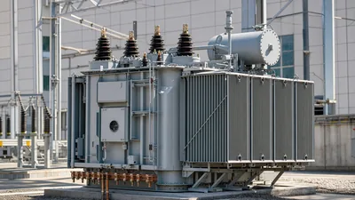Industrial high-voltage power substation unit highlighting the purpose of transformer installations