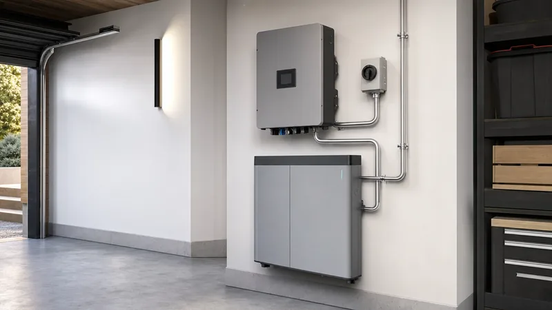 Wall mounted residential energy storage system and hybrid inverter installed in a clean domestic utility room