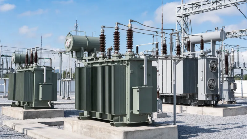 Standard transformer sizes installed in an industrial substation electrical yard