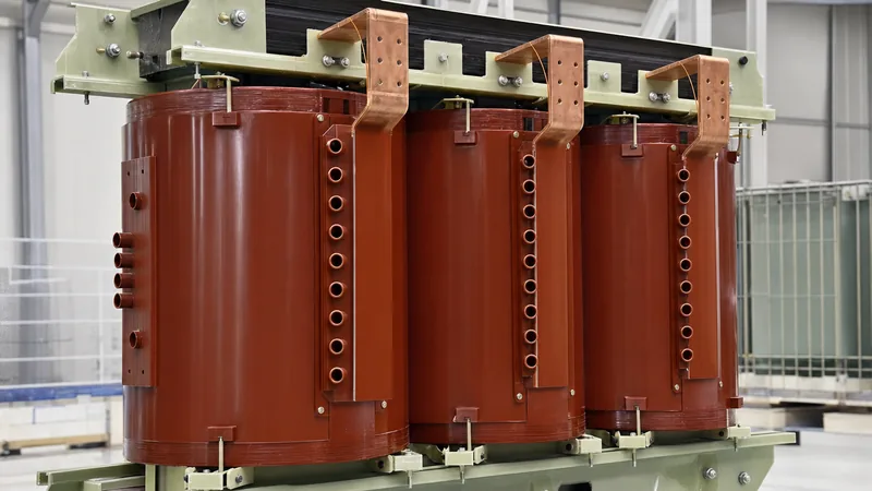Industrial dry type transformer insulation coils made with cast resin and copper busbars