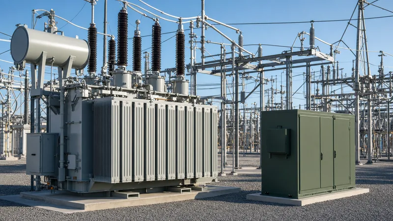 Industrial transformer products installed in a medium-voltage utility distribution substation