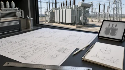 Detailed engineering schematic showing transformer symbol conventions and single line wiring diagram