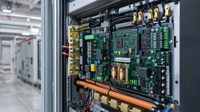 Industrial battery control module and BMS circuit board inside an energy storage system enclosure