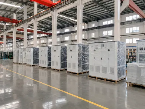 Oil-immersed transformer tanks and corrugated panels on the MARS fabrication floor