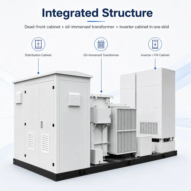 10/0.4 kV PV Inverter Boosting Box Substation (America Type) — construction and materials detail