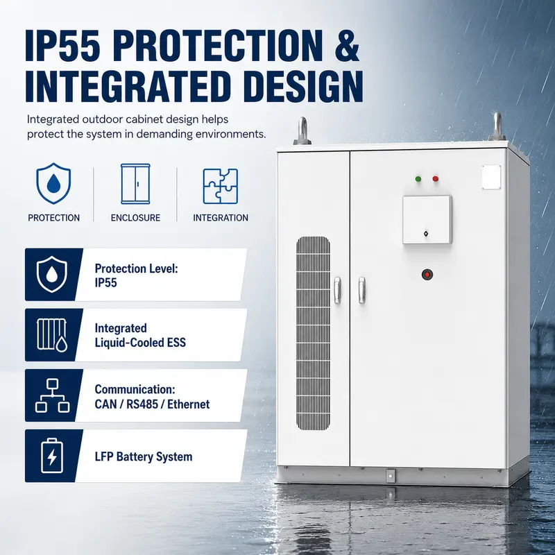 100–500kWh Liquid-Cooled Lithium Battery Energy Storage Cabinet — safety and protection features