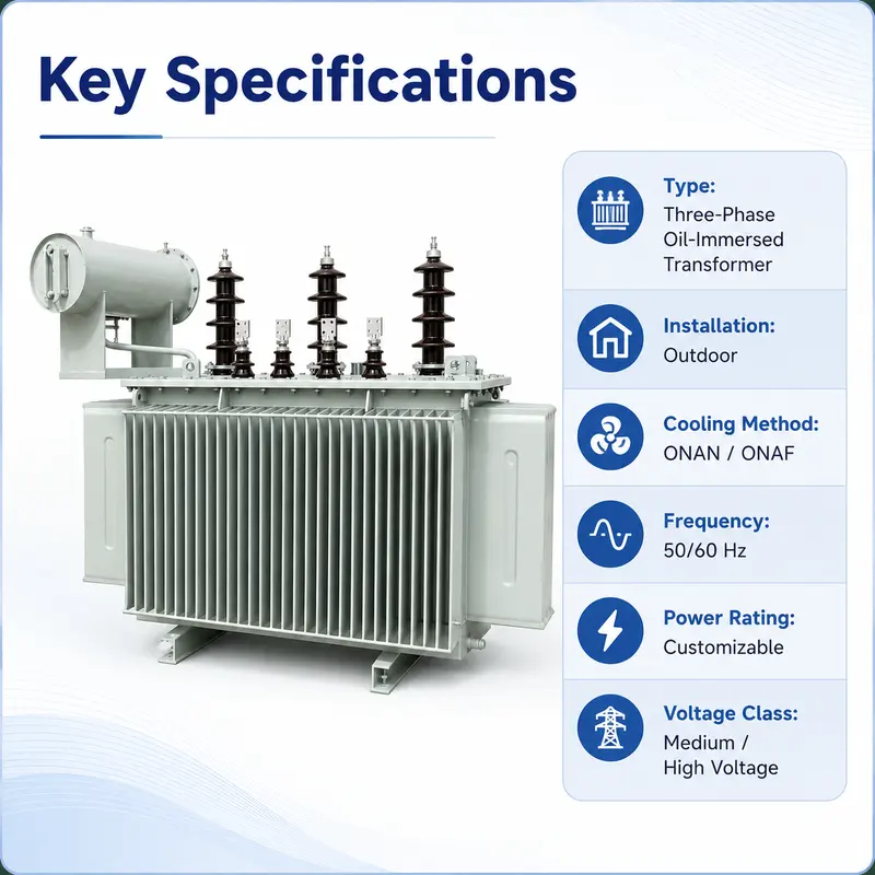 11/33kV Three-Phase Oil-Immersed Power Transformer (1000kVA–10MVA, Copper Winding) — internal structure