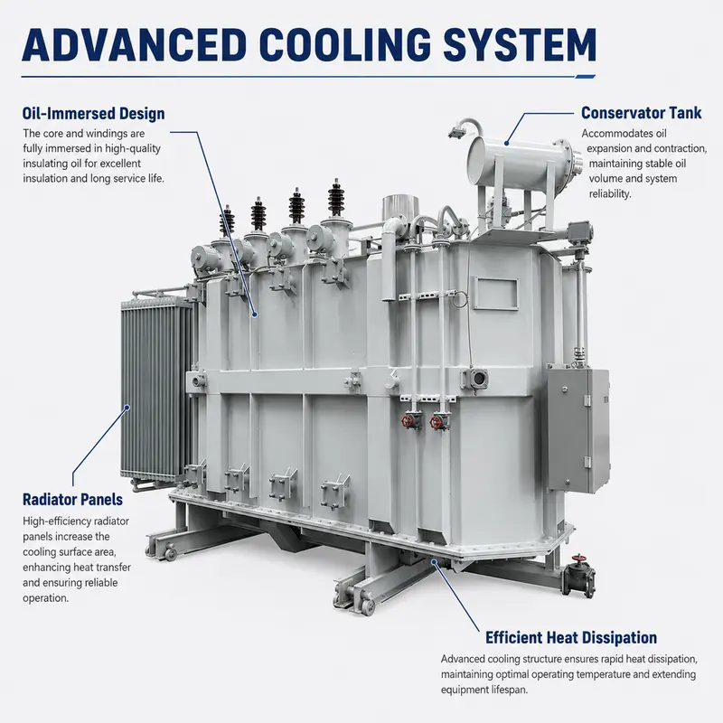 110–115 kV Three-Phase Oil-Immersed Power Transformer 20–50 MVA with OLTC — safety and protection features