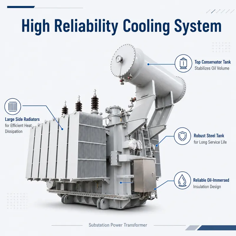 110 kV Three-Phase Oil-Immersed Power Transformer 15 / 20 / 25 MVA — construction and materials detail