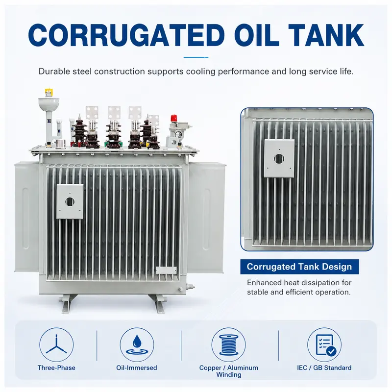 1250kVA & 1600kVA Three-Phase Oil-Immersed Step-Up / Step-Down Power Transformer (CE) — construction and materials detail