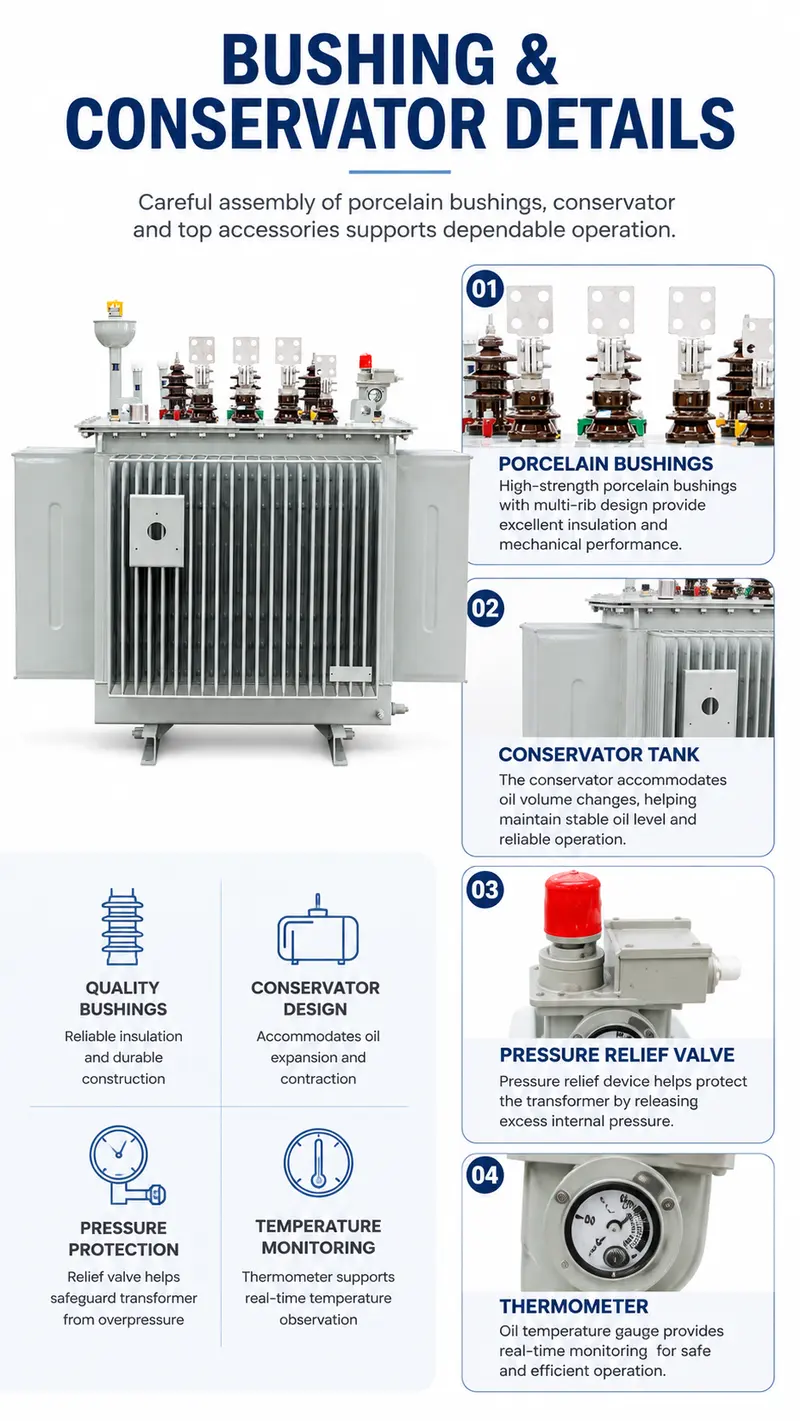 1250kVA & 1600kVA Three-Phase Oil-Immersed Step-Up / Step-Down Power Transformer (CE) — workmanship detail