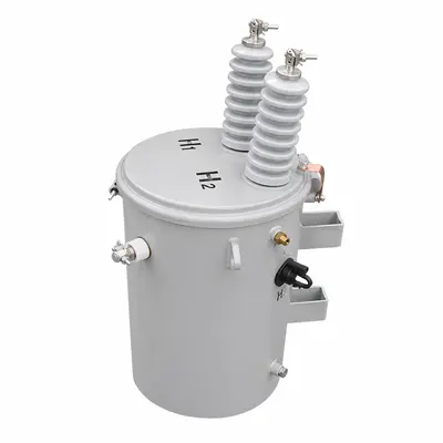 15–333 kVA Single-Phase Oil-Filled Pole-Mounted Distribution Transformer — product photo on white background