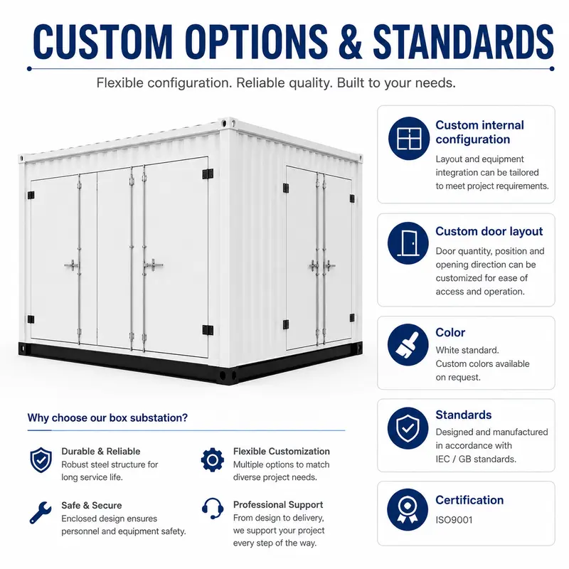 1600 kVA 10/0.4 kV Prefabricated Container Box Substation — customisation options