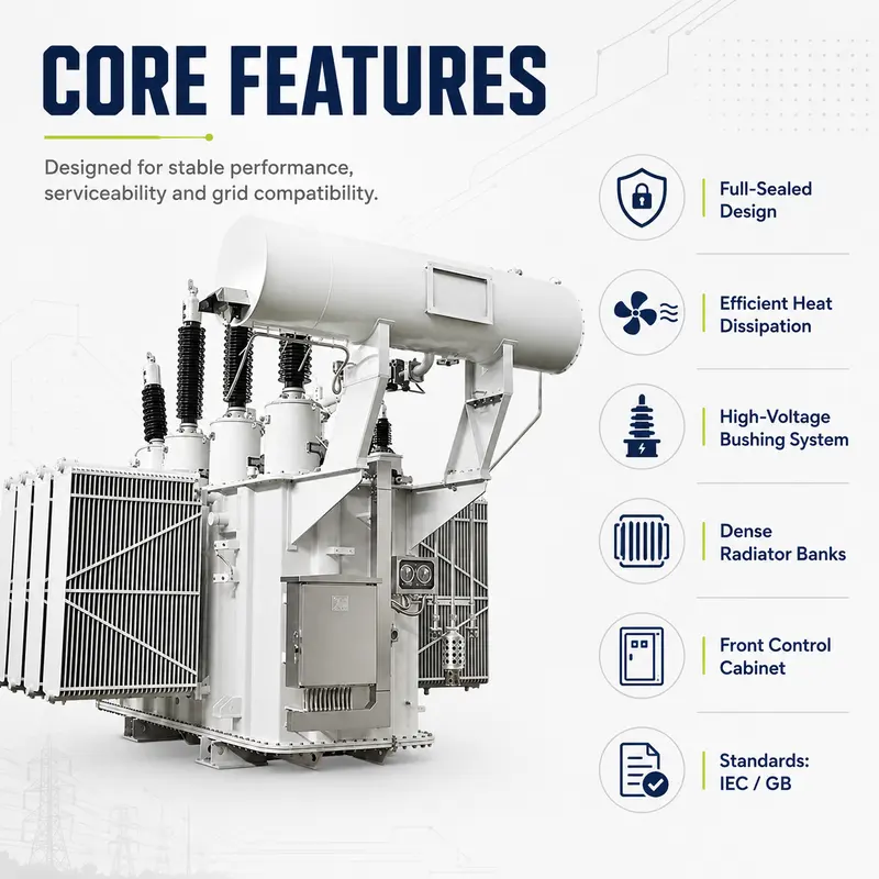 220/230kV Three-Phase Oil-Immersed Power Transformer (31500–420000kVA, 50/60Hz) — safety and protection features