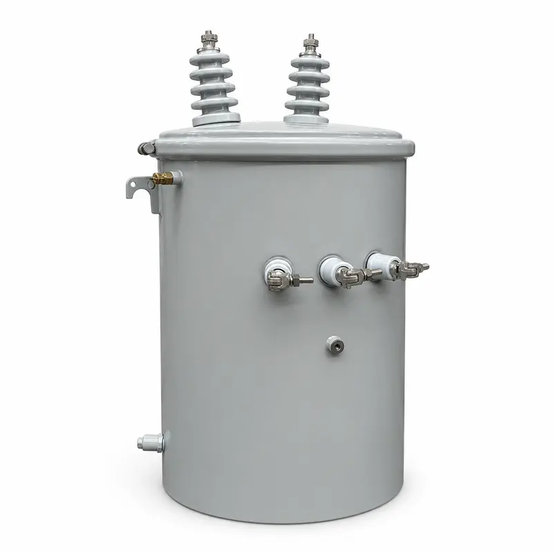 25/50/75/100kVA Single-Phase Pole-Mounted Oil Distribution Transformer — product photo on white background