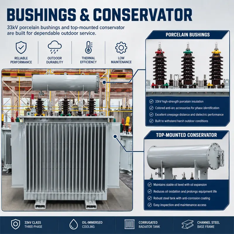33kV 1250kVA & 1600kVA Three-Phase Outdoor Oil-Immersed Power Transformer (Copper) — workmanship detail