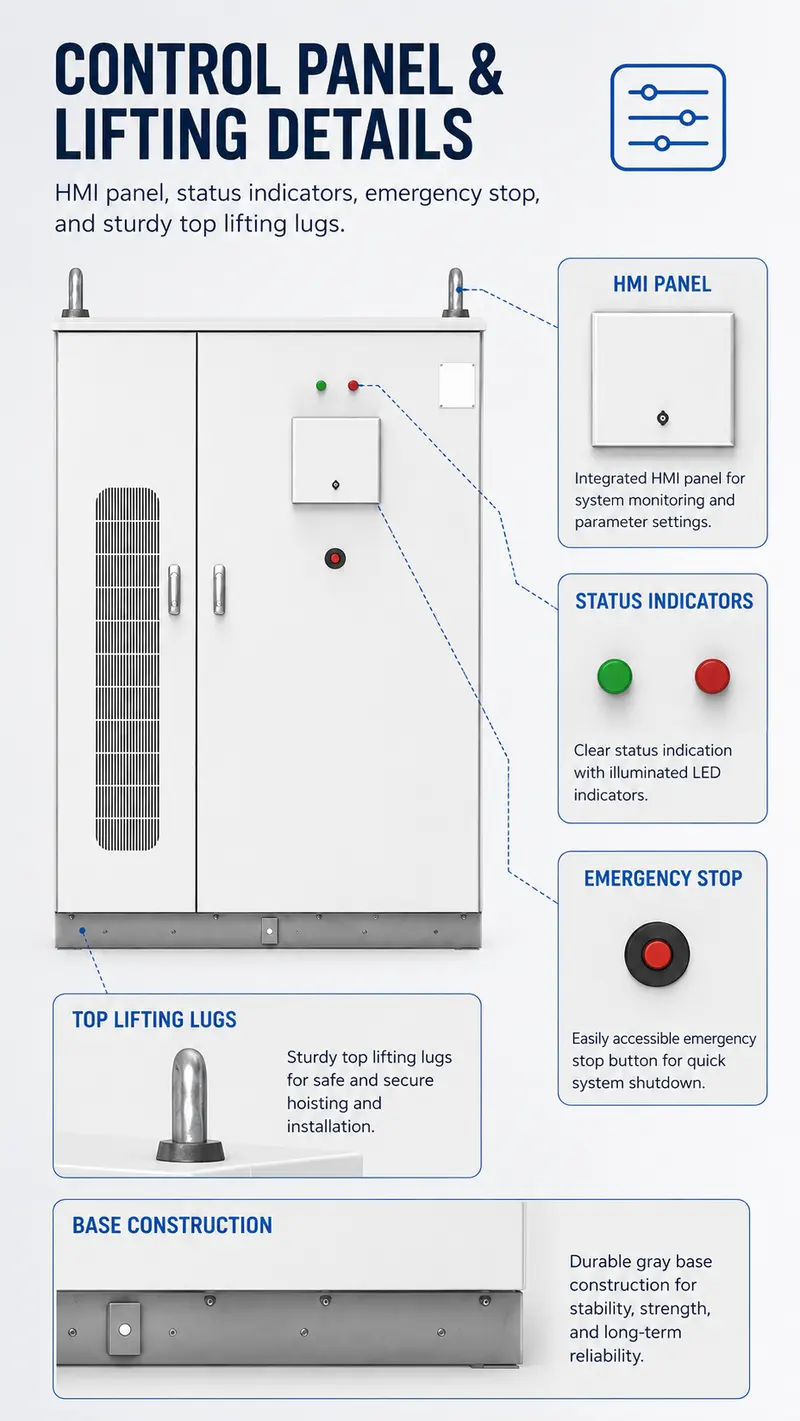 372kWh Liquid-Cooled Energy Storage System — Integrated Battery Cabinet — panel layout