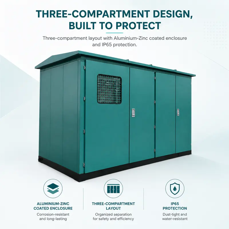 4000 / 5000 kVA 25–35 kV Oil-type Compact Box Substation — construction and materials detail