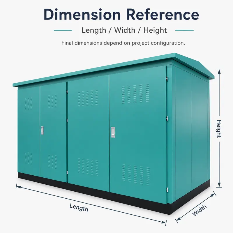 630 kVA 33 kV Compact Power Distribution Substation — dimensions and layout