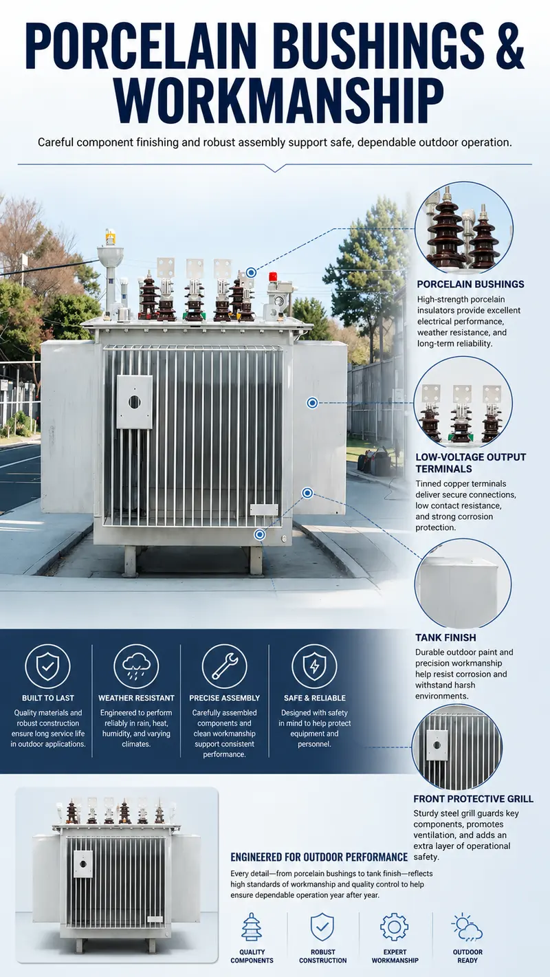 630kVA–1250kVA 10kV/400V Three-Phase Oil-Immersed Distribution Transformer — workmanship detail