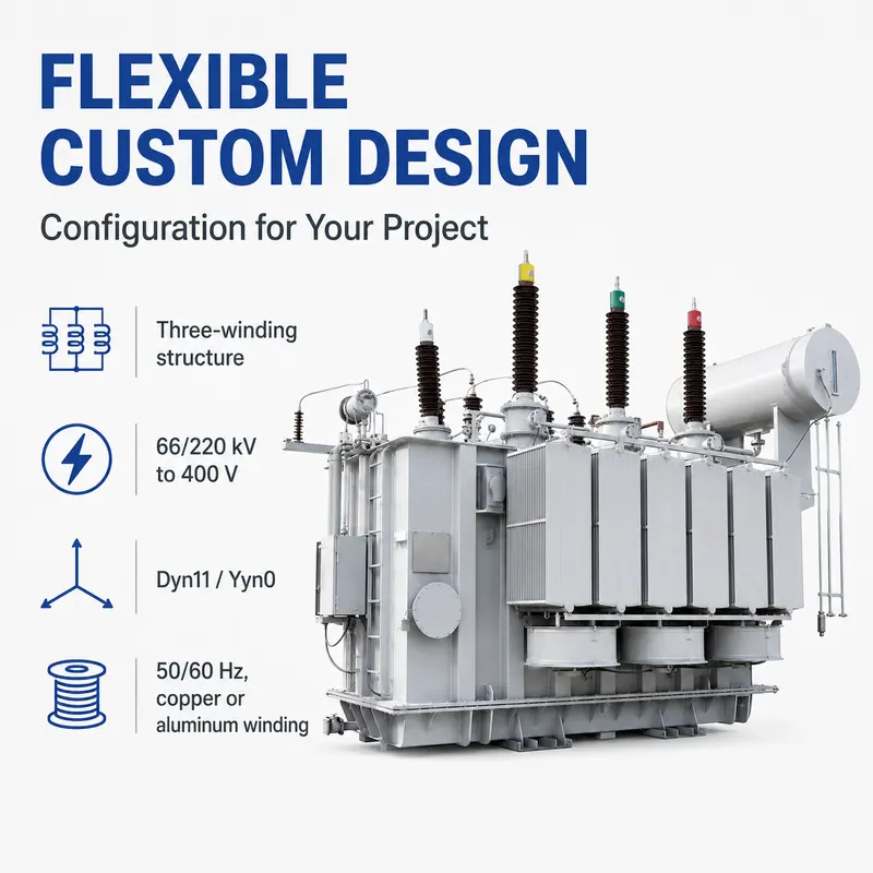 66 / 220 kV Three-Winding Oil-Immersed Substation Power Transformer — typical application