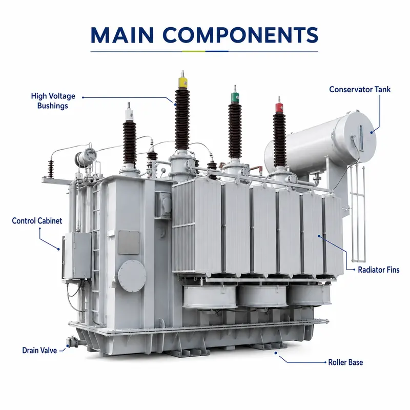 66 / 220 kV Three-Winding Oil-Immersed Substation Power Transformer — internal structure