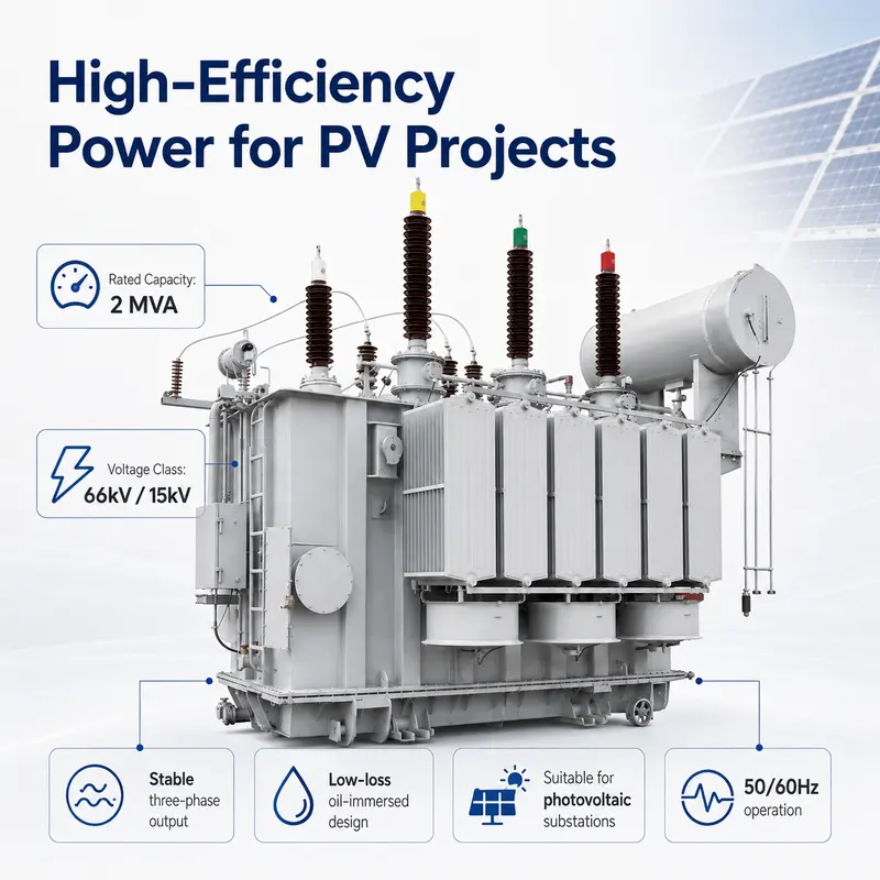66 kV 2 MVA Step-Up Oil-Immersed Power Transformer for Photovoltaic — construction and materials detail