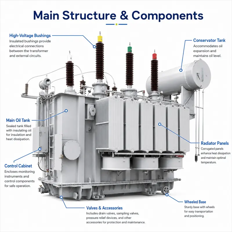 66 kV 2 MVA Step-Up Oil-Immersed Power Transformer for Photovoltaic — internal structure