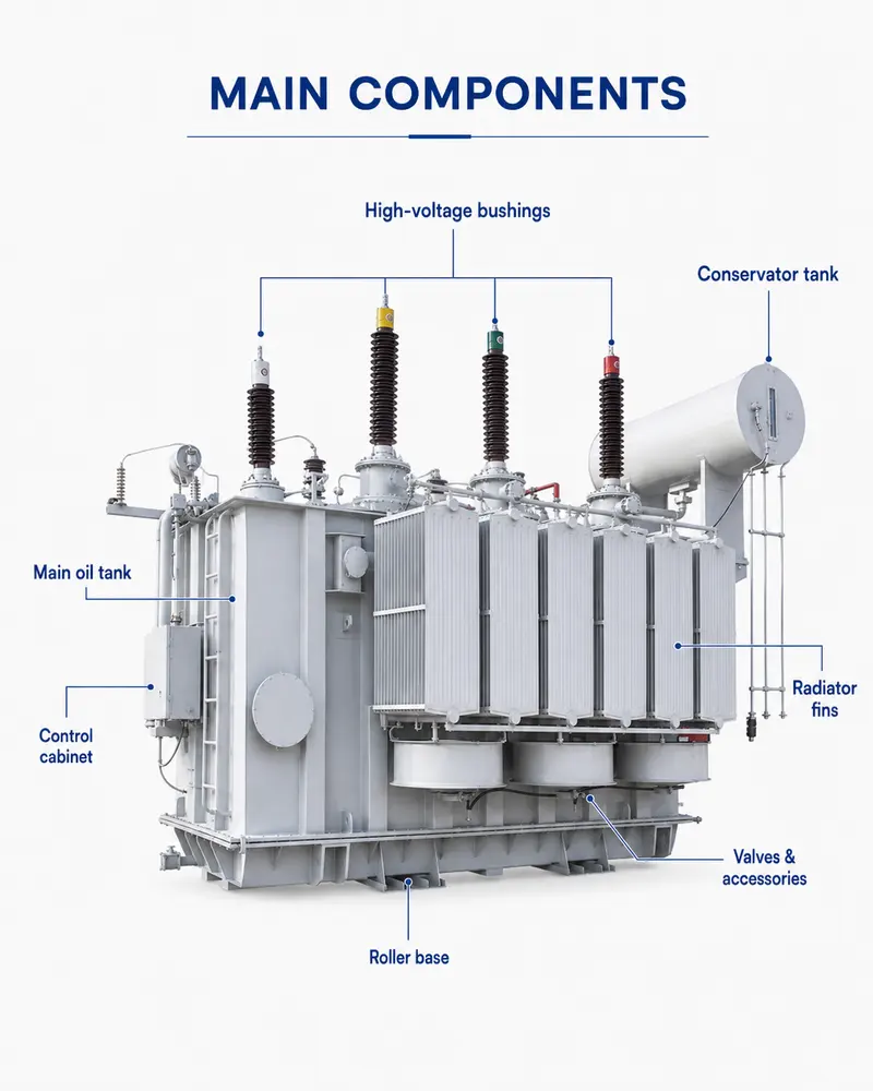 66 kV Oil-Immersed Pure-Copper Solar PV Power Transformer (40 MVA) — internal structure