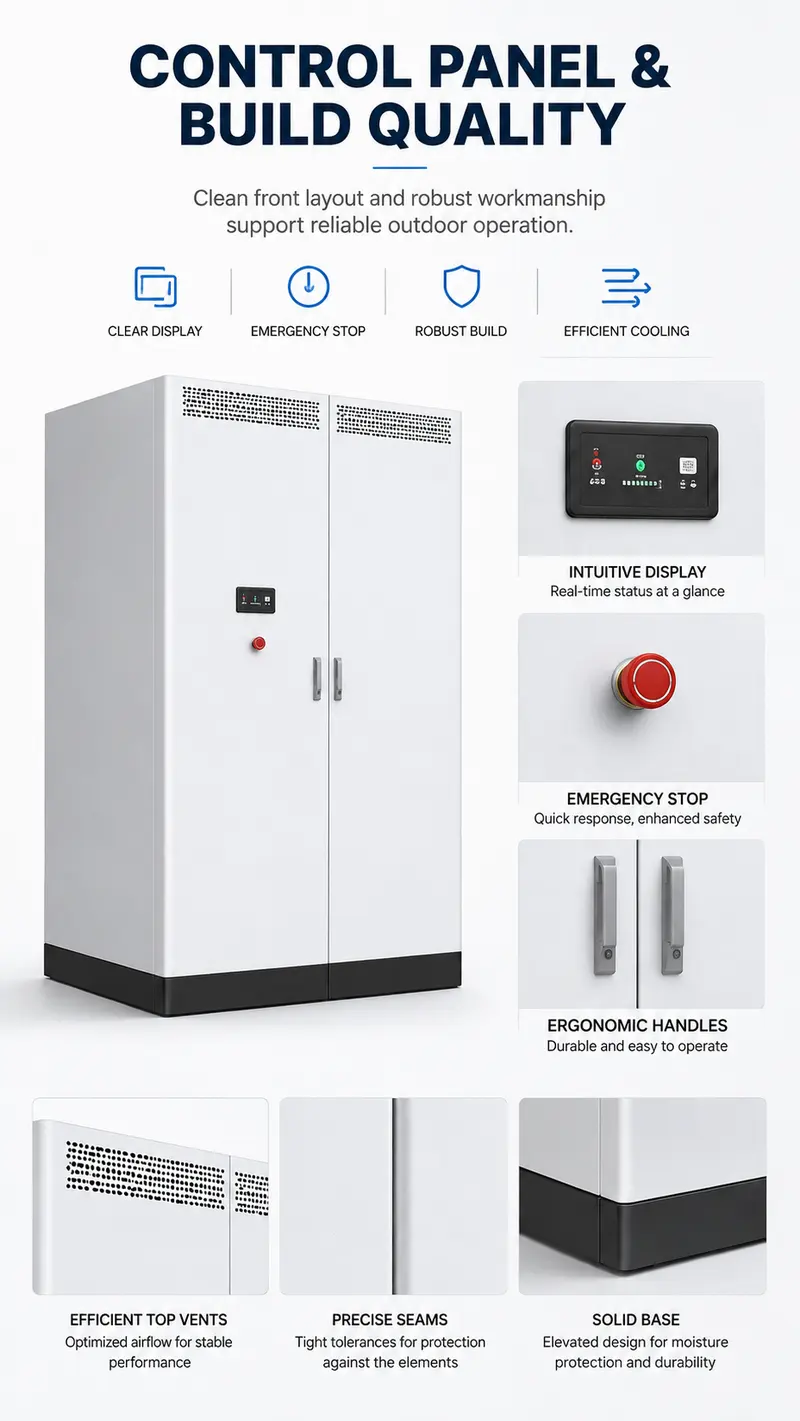90kW / 266kWh Outdoor All-in-One Liquid-Cooled Energy Storage Cabinet — workmanship detail
