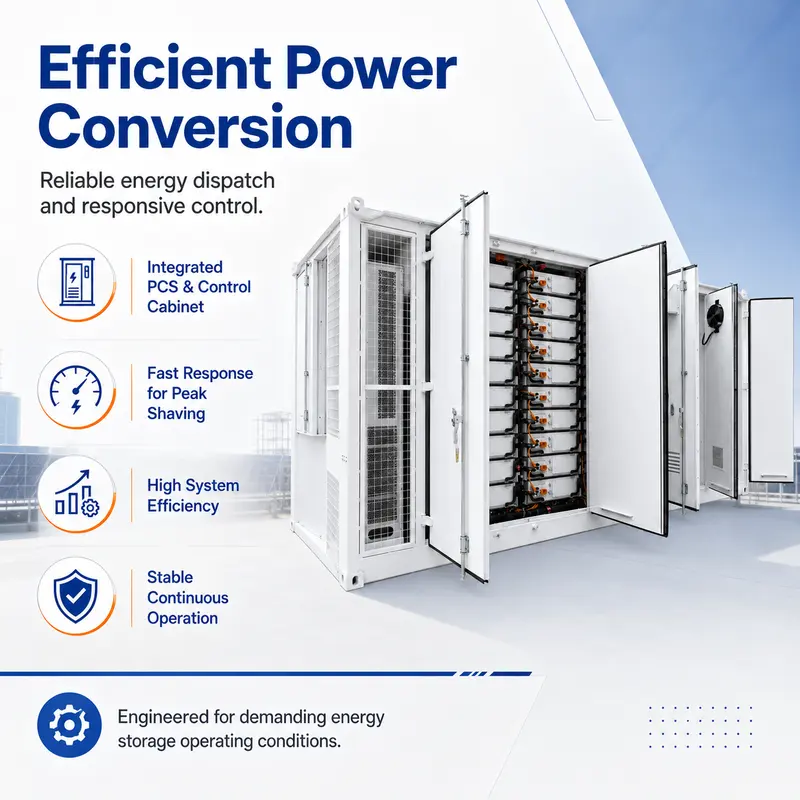 Battery-BMS-PCS Integrated LiFePO4 ESS, 500kWh–5MWh (Liquid-Cooled, IP67) — safety and protection features