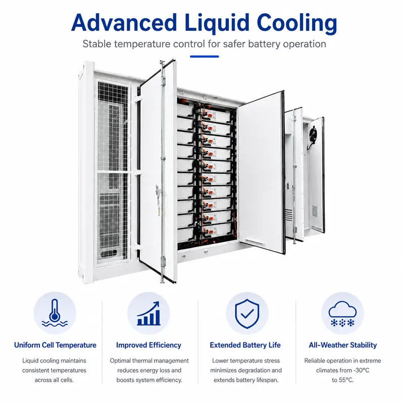 BESS LiFePO4 Battery Container, 1MWh–10MWh (Liquid-Cooled, IP67) — specification and nameplate detail