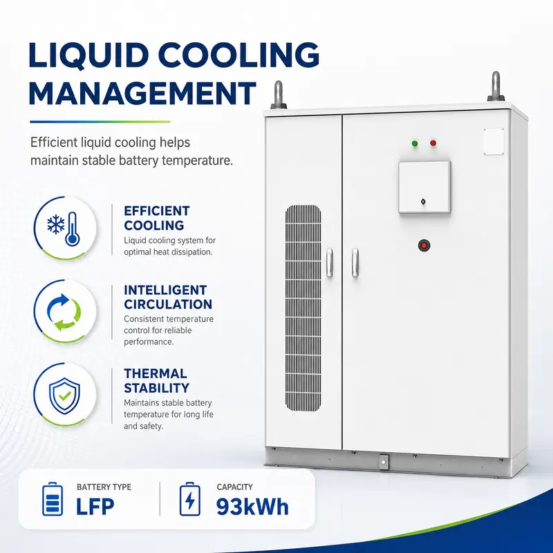 Custom 100kW / 93kWh Liquid-Cooled Commercial & Industrial Energy Storage System — construction and materials detail