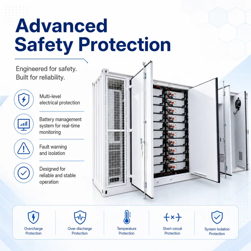 Customized Battery Energy Storage Container, 1000kWh–2150kWh (Liquid-Cooled, IP67) — specification and nameplate detail