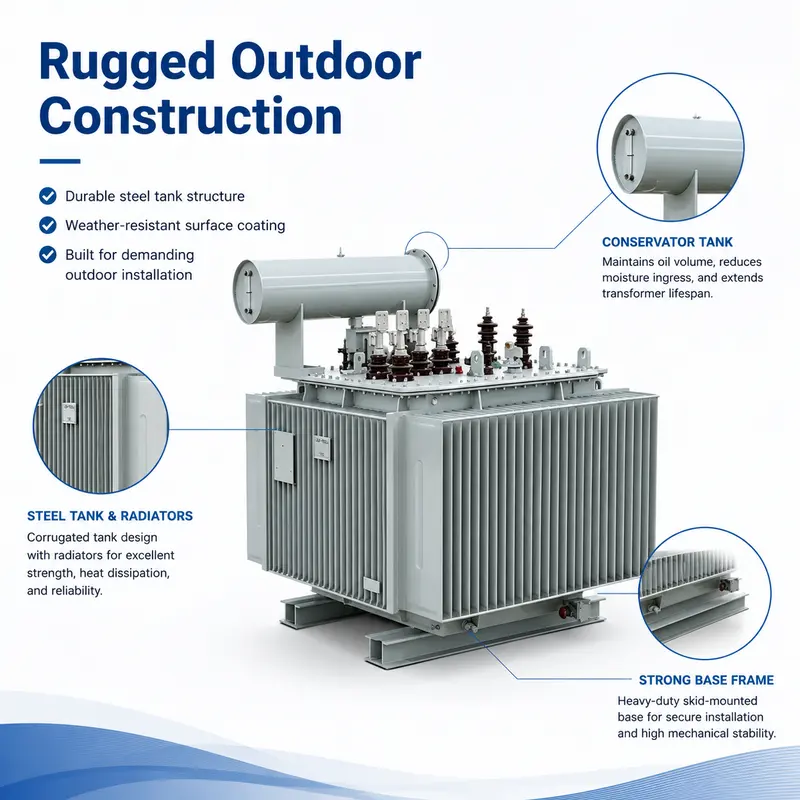 Energy-Saving 500–3500kVA 35kV/480V Three-Phase Oil-Immersed Transformer — safety and protection features