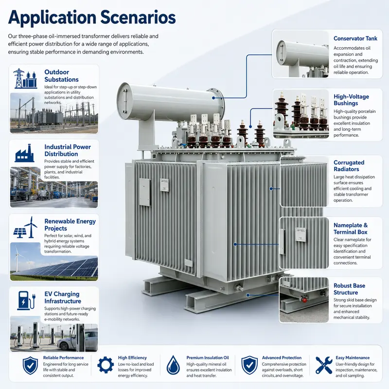 Energy-Saving 500–3500kVA 35kV/480V Three-Phase Oil-Immersed Transformer — customisation options