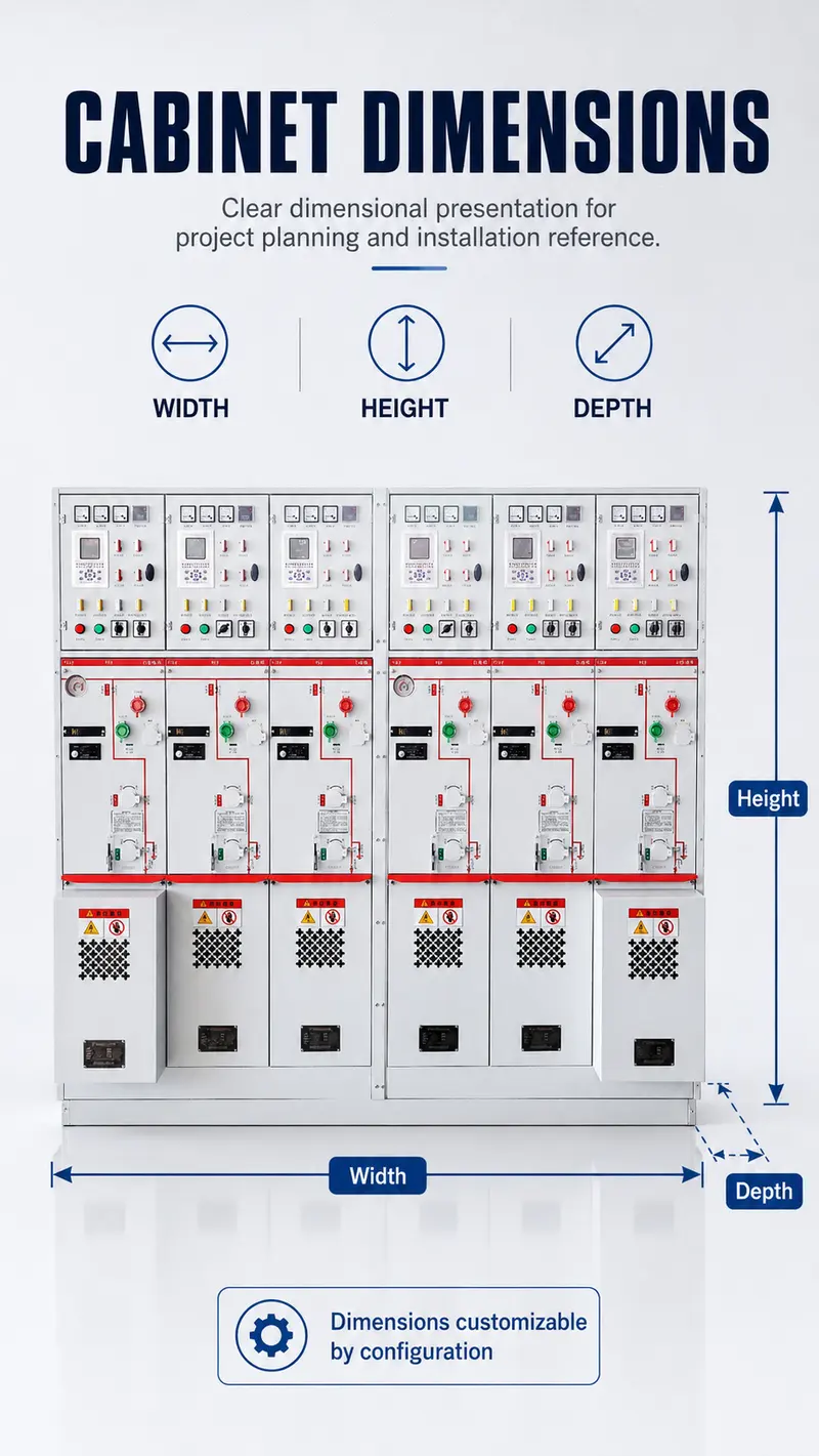 Gas-Insulated MV/HV Switchgear 12kV / 24kV / 33kV — SF6 Metal-Enclosed Switch Cabinet — dimensions and layout