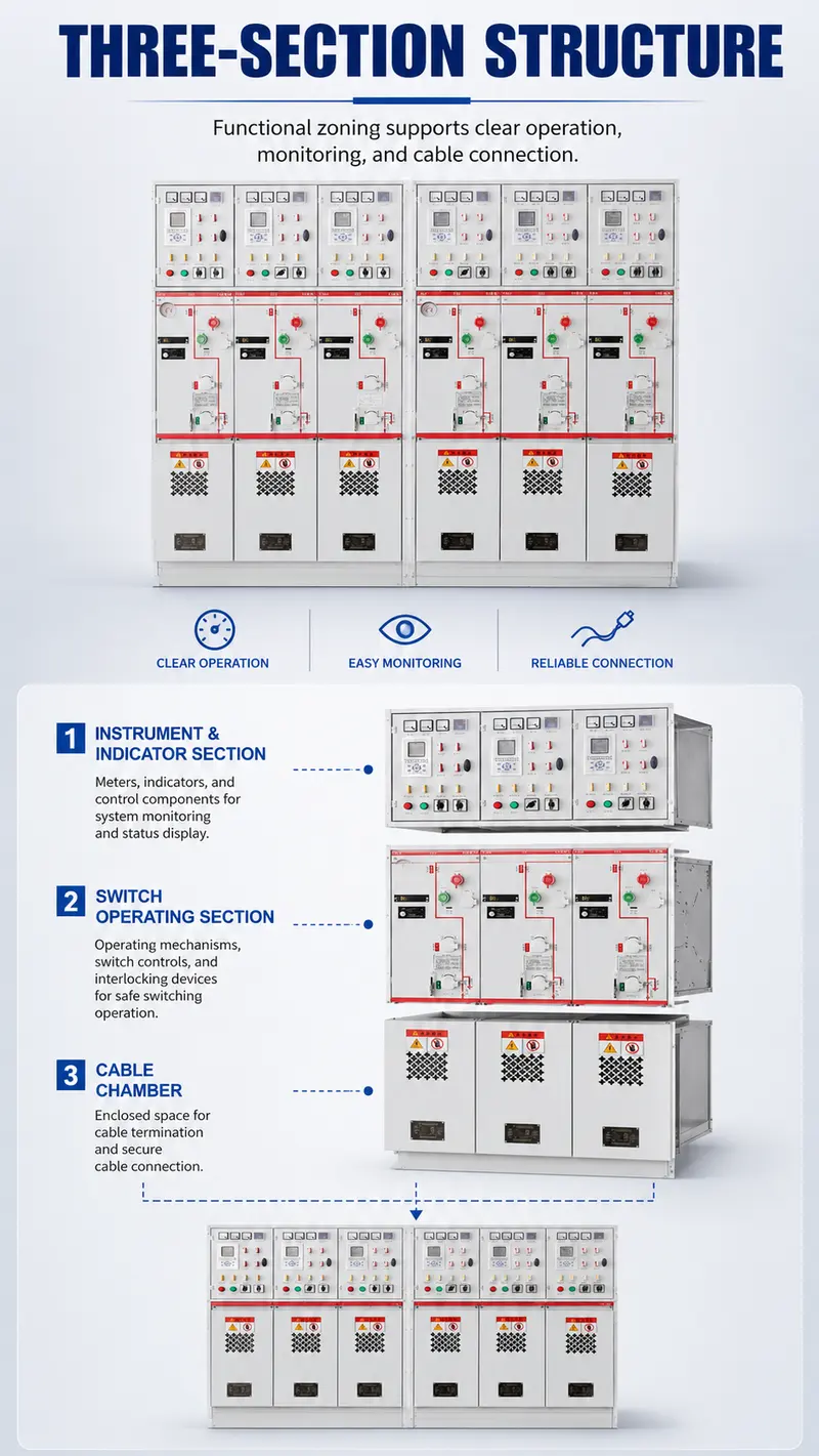 Gas-Insulated MV/HV Switchgear 12kV / 24kV / 33kV — SF6 Metal-Enclosed Switch Cabinet — internal structure
