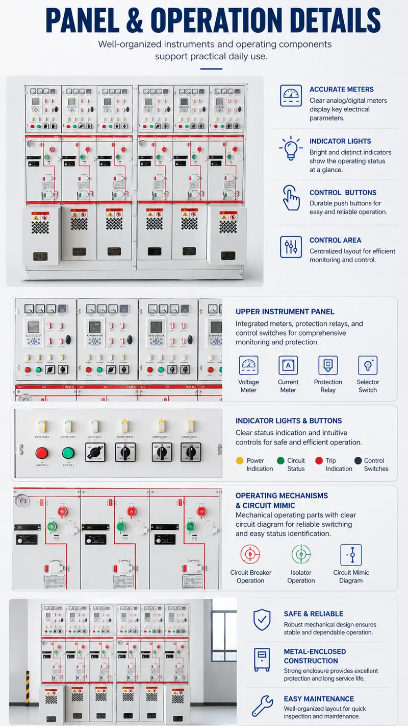 Gas-Insulated MV/HV Switchgear 12kV / 24kV / 33kV — SF6 Metal-Enclosed Switch Cabinet — panel layout