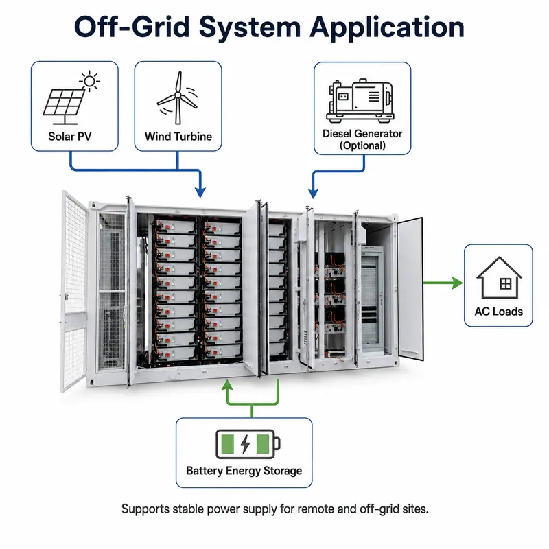 High-Voltage Lithium-Ion BESS, Liquid-Cooled, Off-Grid (1000kWh–5MWh, 10-Year Warranty, IP67) — internal structure
